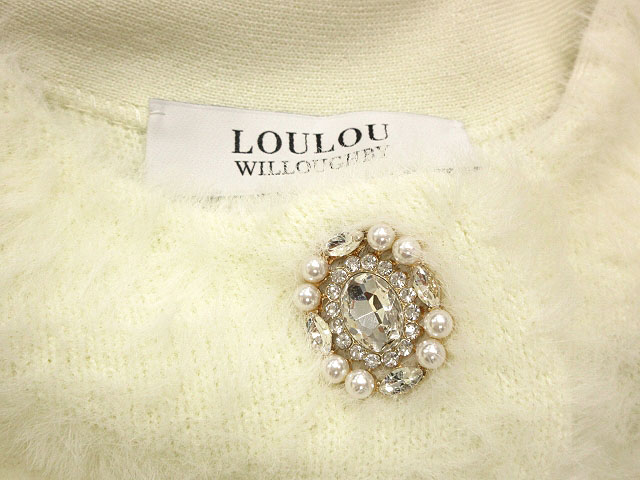 ルルウィルビー ファーボレロカーディガン ニット アイボリー シャギー ビジュー ルルウィルビー Loulou Willoughby ファーボレロカーディガン ニット 2