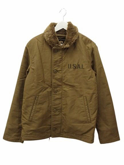 アルファ ALPHA N-1 デッキジャケット L ブラウン系 裏地ボア ジップ