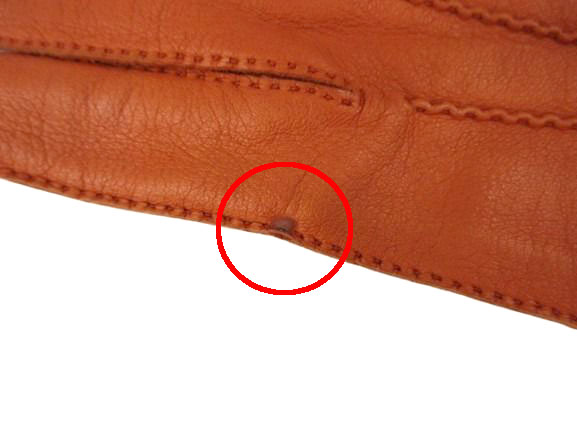 エルメス HERMES レザー グローブ 本革 手袋 8 1/2 赤茶色 ☆AA