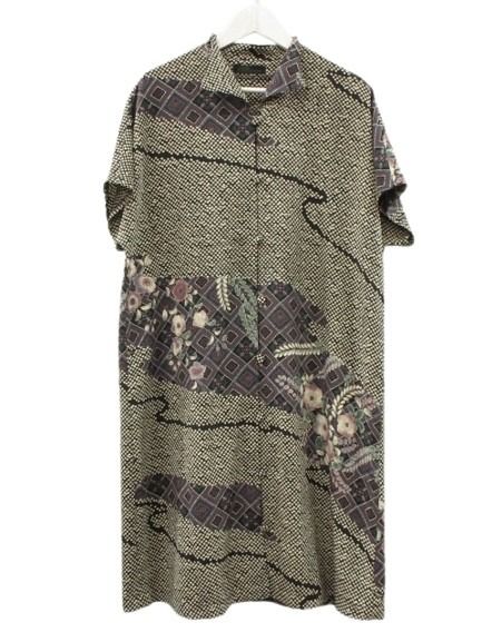 詩仙堂 BY HITOSHI ちりめん織り　フラワープリント　チュニックブラウス シセンドウ 詩仙堂 HITOSHI TAMURA ちりめん 縮緬 チュニック ブラウス