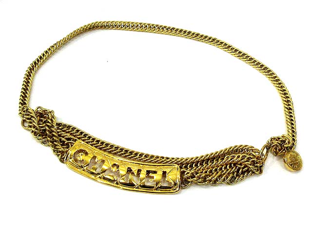 シャネル CHANEL チェーン ベルト ゴールド 型抜き マトラッセ ロゴ 