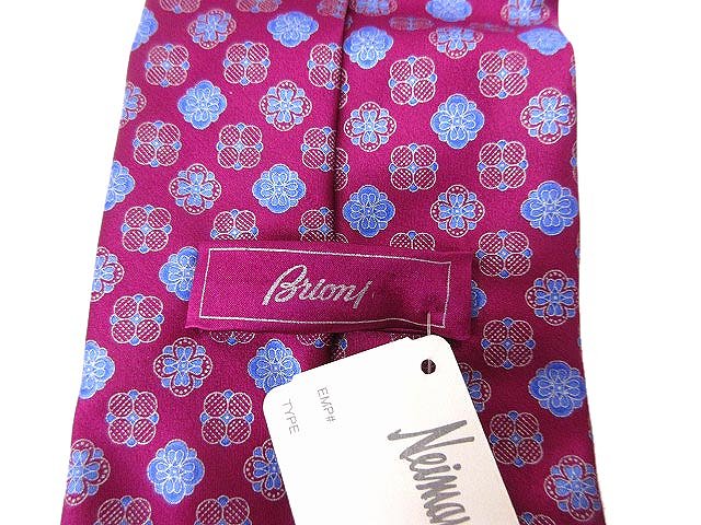 未使用品 ブリオーニ BRIONI シルク ネクタイ 総柄 パープル 赤