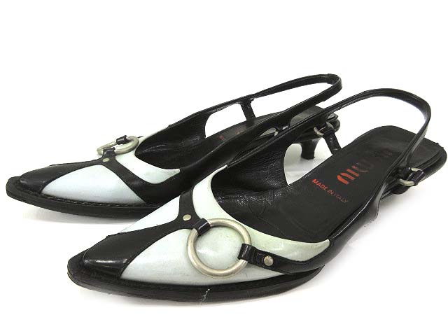 ミュウミュウ miumiu SPAZZOLATO PUNK パンプス バックストラップ 