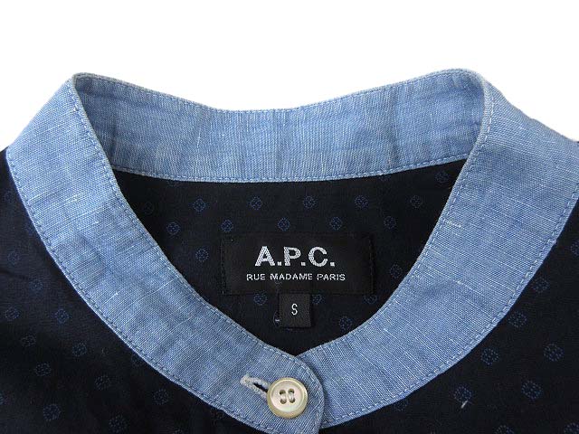 アーペーセー A.P.C. スタンドカラー シャツ ブラウス 長袖 コットン 
