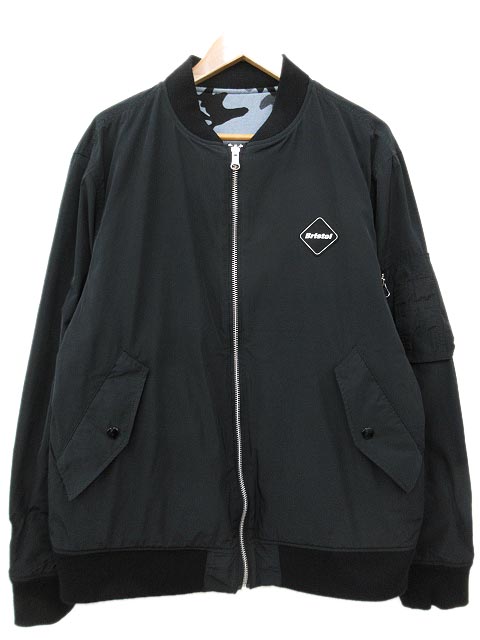 エフシーレアルブリストル F C Real Bristol Fcrb 17ss Reversible Ma 1 Jacket ジャケット ブルゾン ロゴ プリント 迷彩 カモフラ リバーシブル 黒 ブラック 水色 ライトブルー M Y7581 メンズ 052 ベクトルパーク