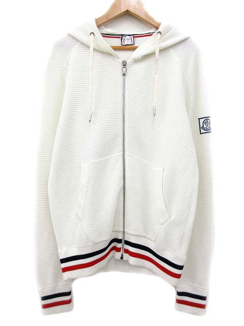 モンクレール Moncler Gamme Blue 17ss ニット パーカー ジップアップ 909aa Cappuccio Tricot ワッフルニット トップス L 白 ホワイト S7934 メンズ 052 ベクトルパーク