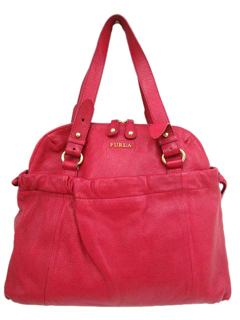 フルラ FURLA F5581 レザー ボストン ショルダー バッグ ゴールド金具 