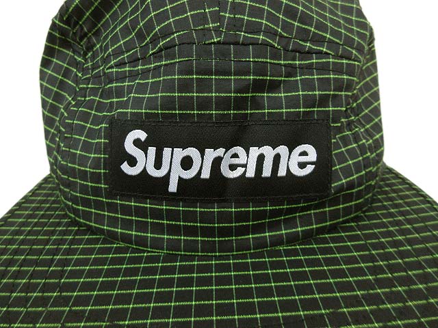 シュプリーム Supreme 2 Tone Ripstop Box Logo Camp Cap Box Logo 2トーン リップストップ ボックスロゴ キャンプ キャップ ジェット 帽子 チェック アジャスター 黒 ブラック 緑 グリーン Aa メンズ 052 901901120029 ベクトルパーク