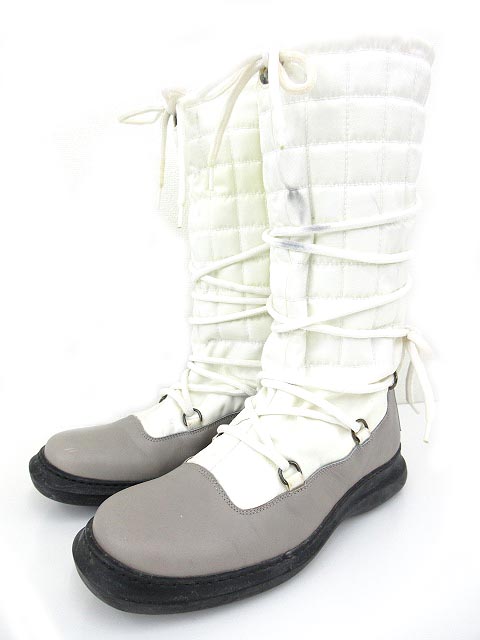 シャネル CHANEL スポーツライン キルティング ブーツ ロング レース 