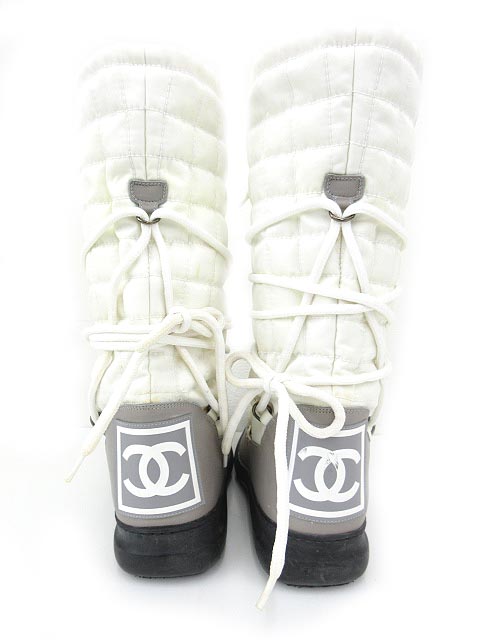 シャネル CHANEL スポーツライン キルティング ブーツ ロング レース 