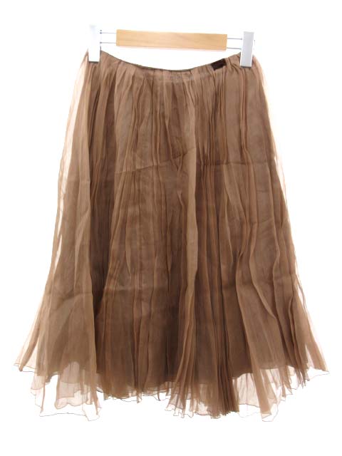 シャネル CHANEL シルク プリーツ スカート ひざ丈 オーガンジー  