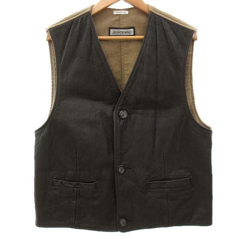 エンポリオアルマーニ EMPORIO ARMANI ナッパレザー ベスト 前開き V 