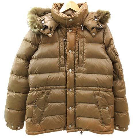 モンクレール MONCLER ファー付き ダウンジャケット ナイロン 茶