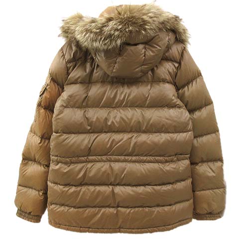 モンクレール MONCLER ファー付き ダウンジャケット ナイロン 茶  