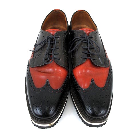 プラダ PRADA ウイングチップ レザー ドレス シューズ レースアップ 