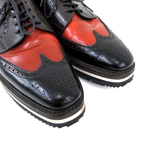 プラダ PRADA ウイングチップ レザー ドレス シューズ レースアップ 