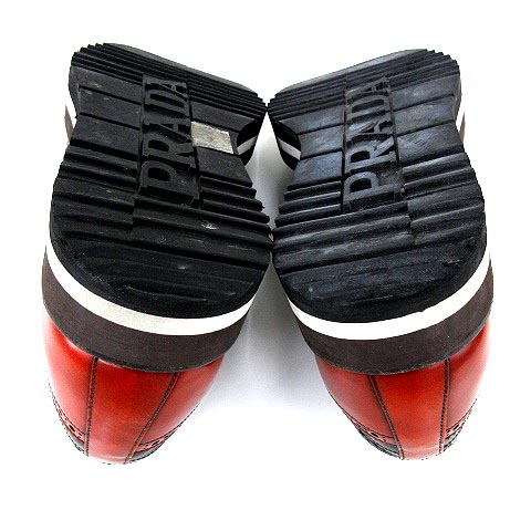 プラダ PRADA ウイングチップ レザー ドレス シューズ レース