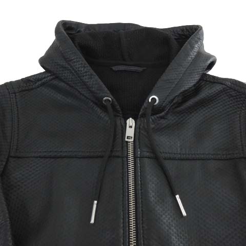 ディーゼル DIESEL ラムレザー パーカー オールレザー 羊革 ジップ 