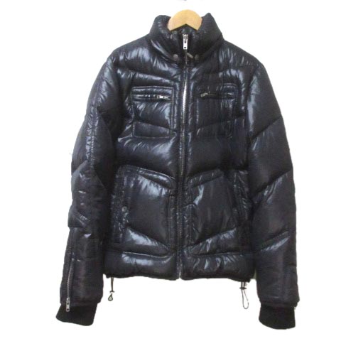 ディーゼル DIESEL ダウンジャケット ジップ フード収納 紺 ネイビー 