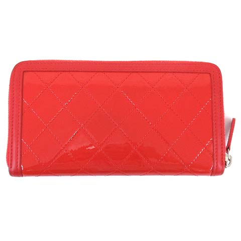 シャネル CHANEL 長財布 ラウンドファスナー エナメル パテントレザー 