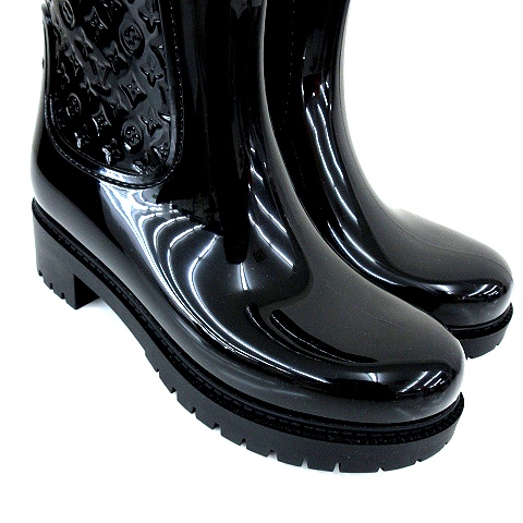 ルイヴィトン モノグラム レインブーツ ロング 長靴 ラバー ブラック 38 ルイヴィトン モノグラム レインブーツ ロング 長靴 ラバー ブラック