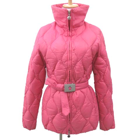 モンクレール Moncler ダウンジャケット キルティング コート ベルト付き 2 ピンク S722 052 ベクトルパーク