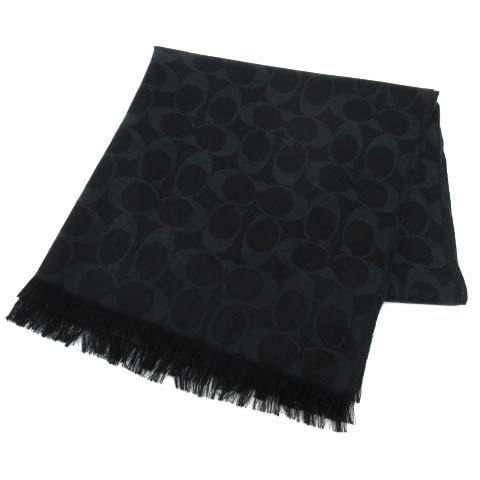 未使用品 コーチ COACH ストール F86011 シグネチャー柄 シルク混  