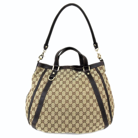 グッチ GUCCI 2WAY ショルダー ハンド トートバッグ GG キャンバス 