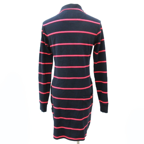 マスターバニー Master Bunny Edition ポロシャツ ワンピース 長袖 ひざ丈 ゴルフウェア ストレッチ バックポケット コットン ボーダー 2 M 紺 ネイビー N Ibs35 レディース 052 ベクトルパーク