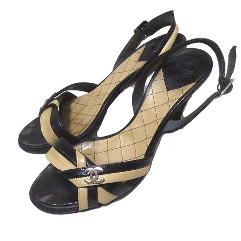 シャネル CHANEL サンダル ストラップ マトラッセ バイカラー 35 2/1  