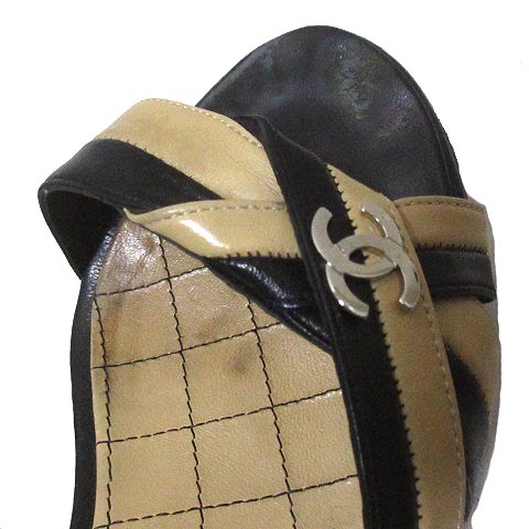シャネル CHANEL サンダル ストラップ マトラッセ バイカラー 35 2/1  