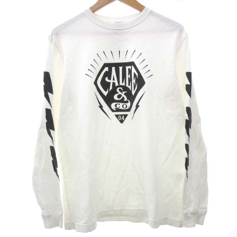 キャリー Calee 19ss Tシャツ Lightning Sleeve Print 長袖 プリント クルーネック カットソー ロンt M 白 ホワイト S928 メンズ 052 ベクトルパーク