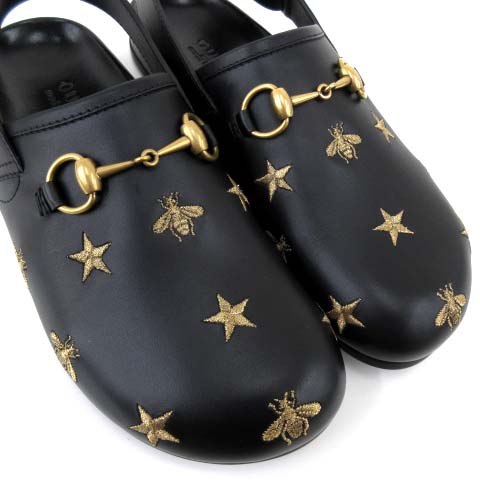 未使用品 グッチ GUCCI 18SS RIVER SLIDE LTHR BEE STAR サボ サンダル  