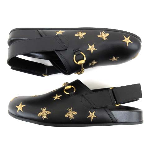 未使用品 グッチ GUCCI 18SS RIVER SLIDE LTHR BEE STAR サボ サンダル  