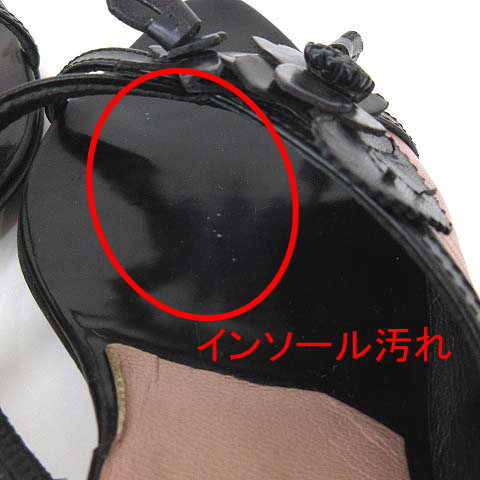 プラダ PRADA レザー サンダル フラワーモチーフ ミュール