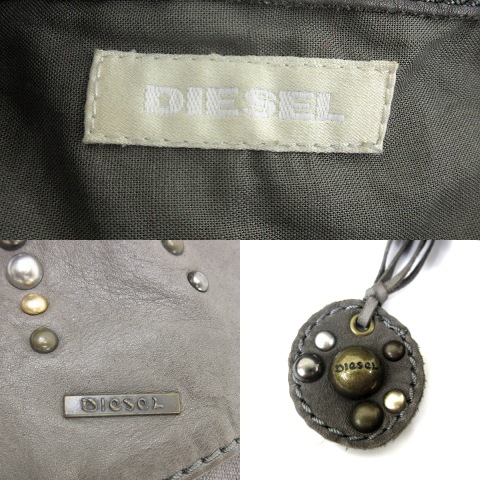 ディーゼル DIESEL ショルダーバッグ スタッズ レザー キャンバス 