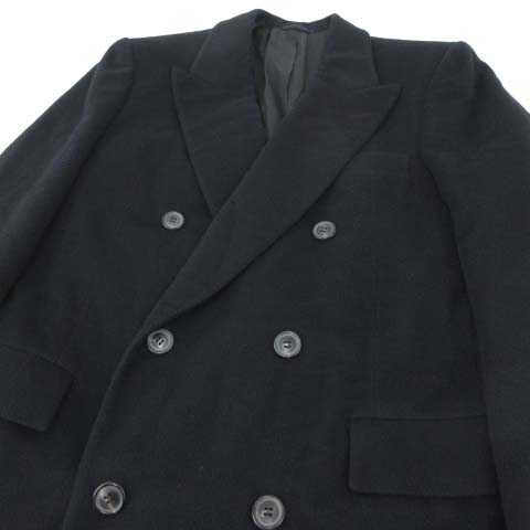 エルメス Hermes 美品 カシミヤ チェスター コート ロング ダブルボタン ジャケット 高級 イタリア製 ビジネス 式典 フォーマル 国内正規品 46 Mサイズ 黒 ブラック S1126 Ibs44 メンズ 052 ベクトルパーク
