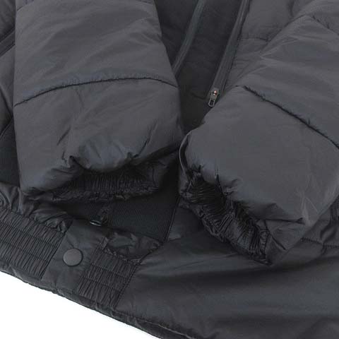 未使用品 ワイスリー Y-3 18AW ダウンジャケット ウール切替 プリマロフト ナイロン フルジップ M PATCH PAD リブネック 中綿  コート M 黒 ブラック S1131 IBS44 メンズ