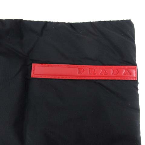 プラダスポーツ PRADA SPORT ナイロン×フリース マフラー ストール 黒 