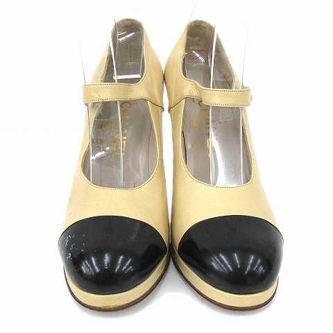 シャネル CHANEL キャップトゥ パンプス アンクルストラップ チャン 