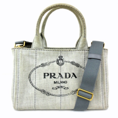プラダ PRADA ミニ カナパ トートバッグ 2WAY ショルダー デニム 
