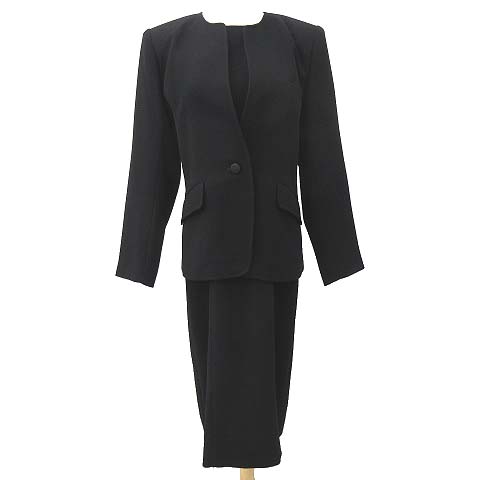 クロエ Chloe 喪服 ブラックフォーマル セットアップ ノーカラー ジャケット 五分袖 ワンピース ベルト付き 冠婚葬祭 式典 9ar Mサイズ 黒 S Ibs59 レディース 052 ベクトルパーク