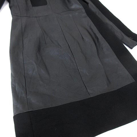 セリーヌ CELINE フィービー期 ワンピース レザー 切替 ウール ドレス