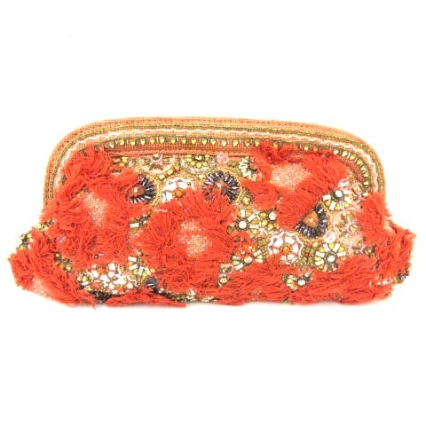 グレースコンチネンタル Grace Continental クラッチバッグ パーティーバッグ がま口 キャンバス フラワー ビーズ ビジュー オレンジ系 Nvw A レディース 052 ベクトルパーク