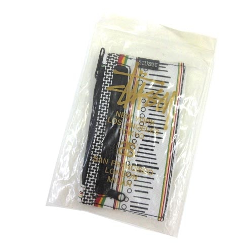 未使用品 ステューシー Stussy 長財布 ジップ ナイロン 総柄 薄型ウォレット ポーチ 白 ホワイト K メンズ 052 ベクトルパーク