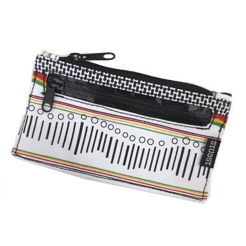 未使用品 ステューシー Stussy 長財布 ジップ ナイロン 総柄 薄型ウォレット ポーチ 白 ホワイト K メンズ 052 ベクトルパーク