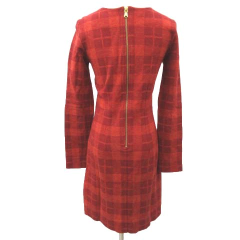 マークバイマークジェイコブス Marc By Marc Jacobs ワンピース ひざ丈 ウール チェック柄 長袖 国内正規 Xs 赤 レッド レディース 052 ベクトルパーク