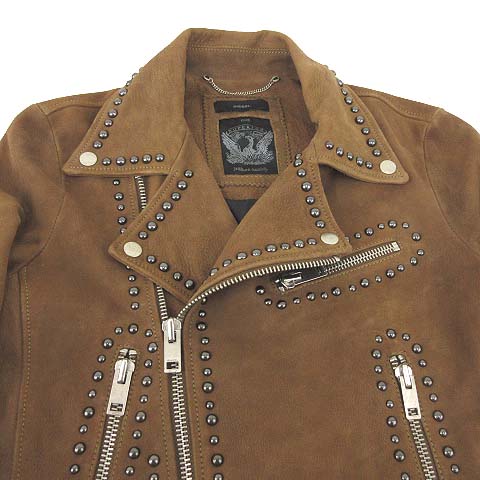 ディーゼル DIESEL 美品 ジャケット レザー スタッズ ダブル 
