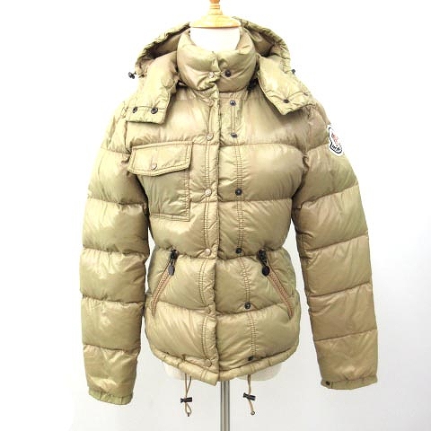 モンクレール Moncler ベレンジェール Berengere ダウンジャケット 国内正規 スナップボタン デカワッペン ワンポイント ナイロン 0 S ベージュ N Ibs80 レディース 052 ベクトルパーク