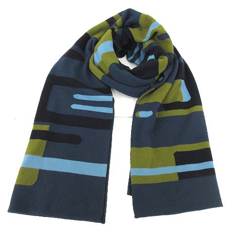 エルメス HERMES ウール マフラー Hデザイン 総柄 ストール イタリア製  